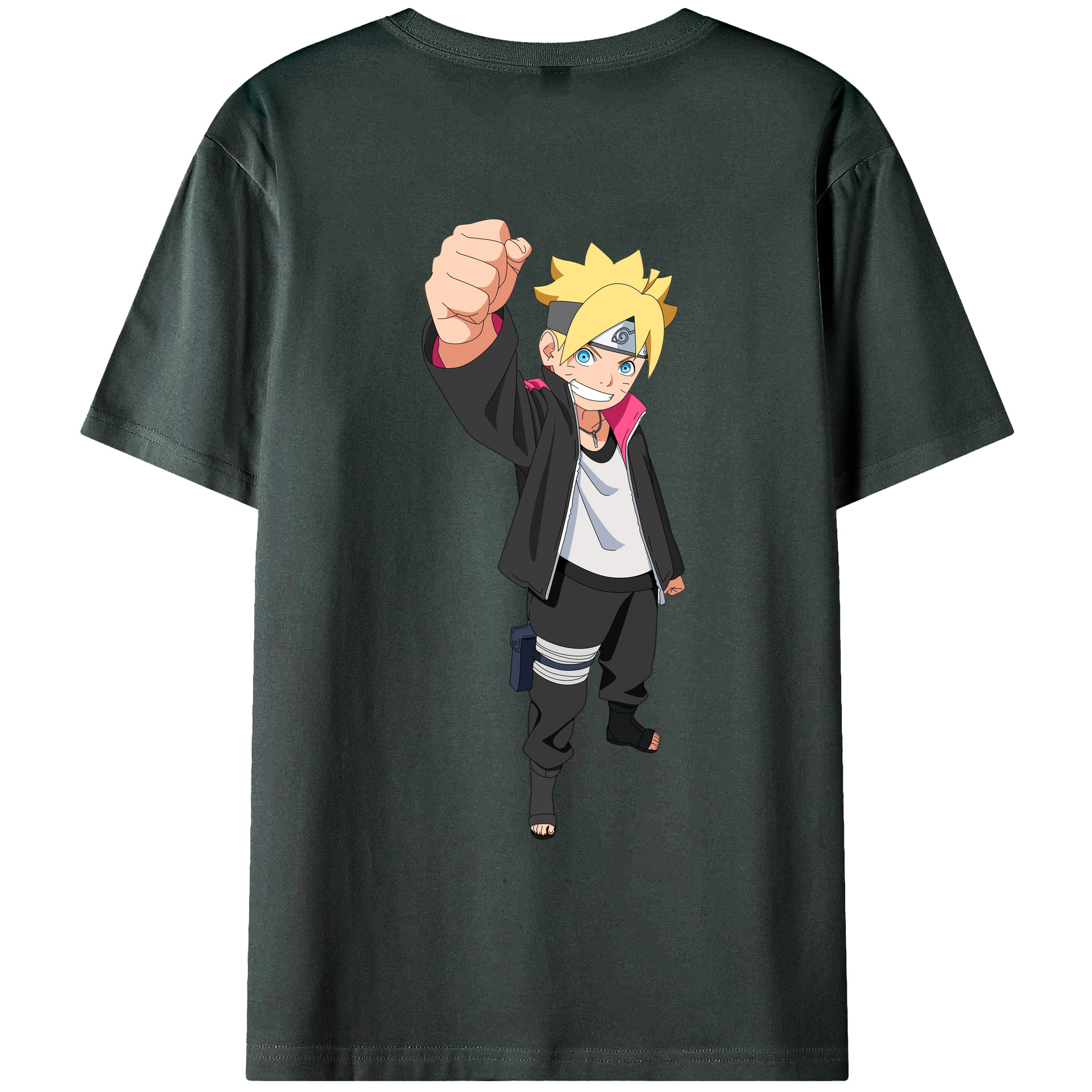 （画像用） NARUTO -ナルト- うずまき ボルト Uzumaki Boruto 綿100％ メンズ半袖Tシャツ（バックプリント） 通気性